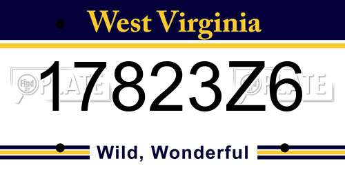 17823Z6 West Virginia License Plate