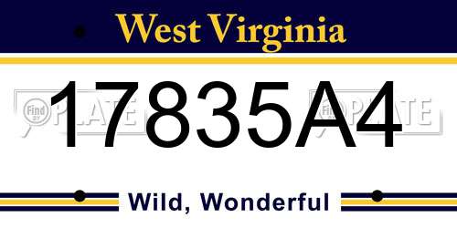 17835A4 West Virginia License Plate