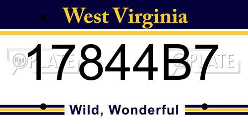 17844B7 West Virginia License Plate