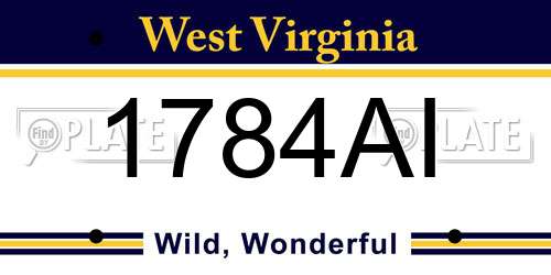 1784AI West Virginia License Plate