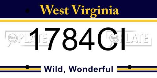 1784CI West Virginia License Plate