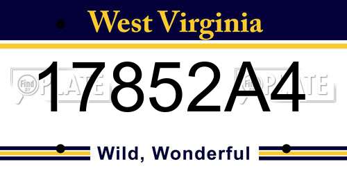 17852A4 West Virginia License Plate