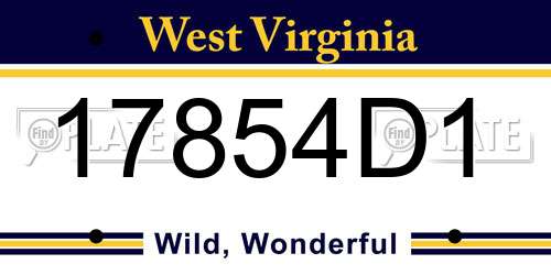 17854D1 West Virginia License Plate