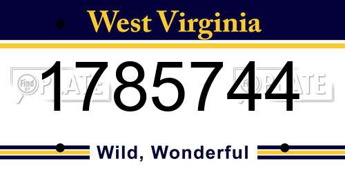 1785744 West Virginia License Plate