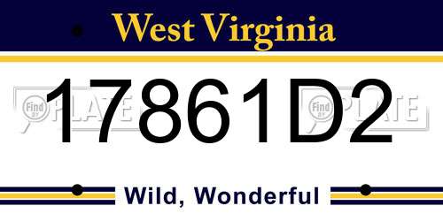 17861D2 West Virginia License Plate