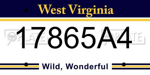 17865A4 West Virginia License Plate
