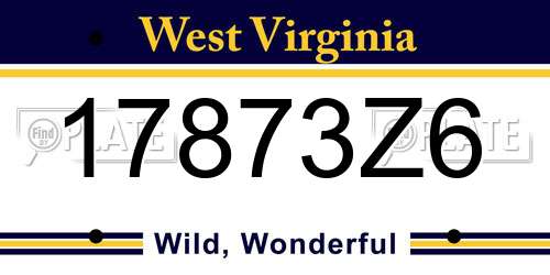 17873Z6 West Virginia License Plate