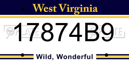 17874B9 West Virginia License Plate