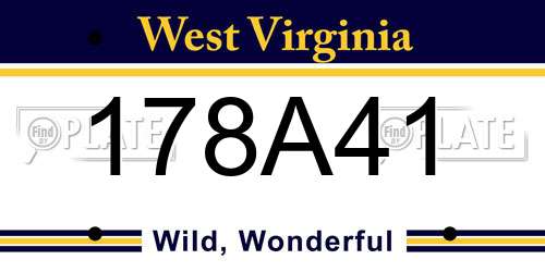 178A41 West Virginia License Plate