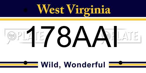178AAI West Virginia License Plate