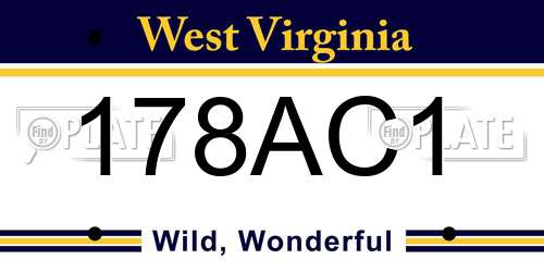 178AC1 West Virginia License Plate