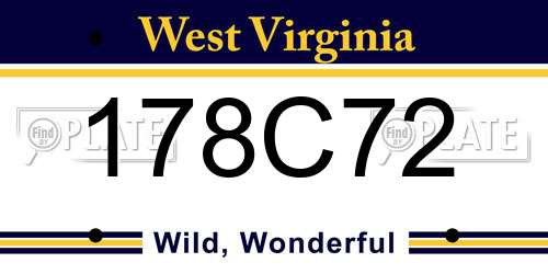 178C72 West Virginia License Plate