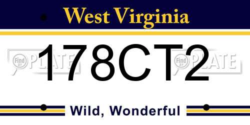 178CT2 West Virginia License Plate