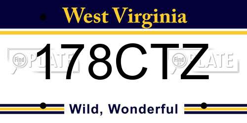 178CTZ West Virginia License Plate