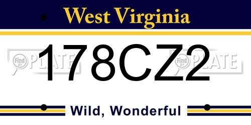 178CZ2 West Virginia License Plate