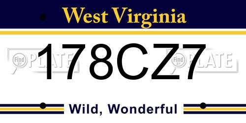 178CZ7 West Virginia License Plate