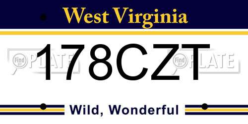 178CZT West Virginia License Plate