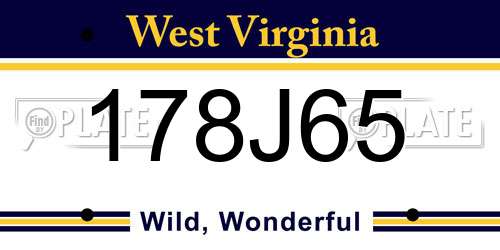 178J65 West Virginia License Plate
