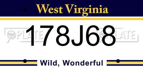 178J68 West Virginia License Plate