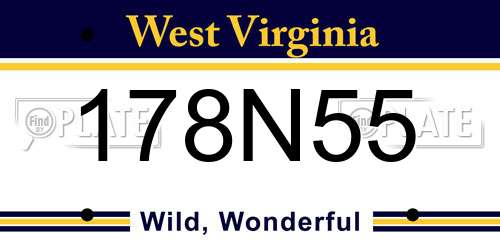 178N55 West Virginia License Plate