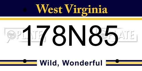 178N85 West Virginia License Plate