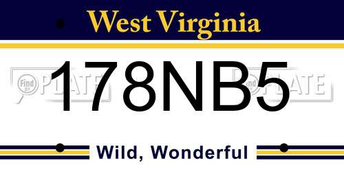 178NB5 West Virginia License Plate