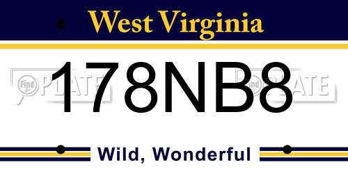 178NB8 West Virginia License Plate