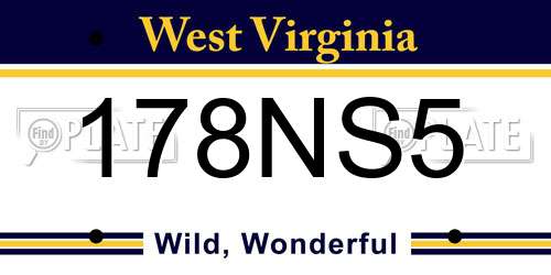 178NS5 West Virginia License Plate