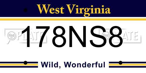 178NS8 West Virginia License Plate