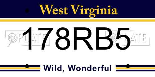 178RB5 West Virginia License Plate