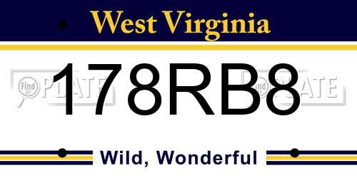178RB8 West Virginia License Plate
