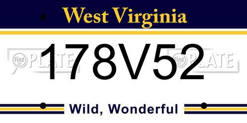 178V52 West Virginia License Plate