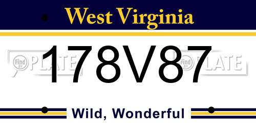 178V87 West Virginia License Plate
