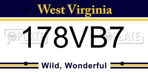 178VB7 West Virginia License Plate