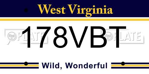 178VBT West Virginia License Plate