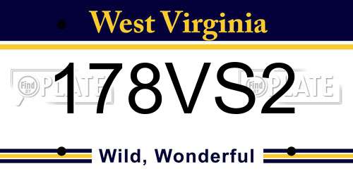 178VS2 West Virginia License Plate