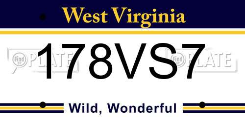 178VS7 West Virginia License Plate