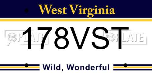 178VST West Virginia License Plate