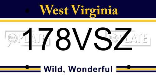 178VSZ West Virginia License Plate