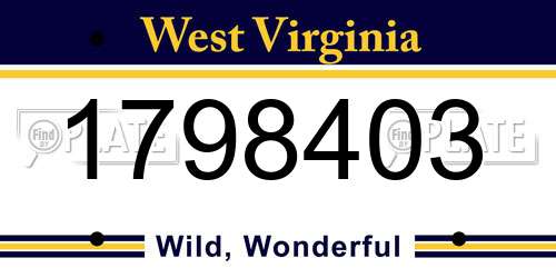 1798403 West Virginia License Plate