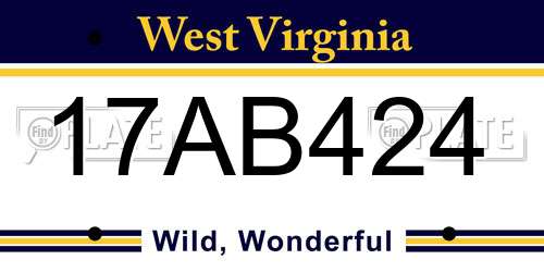 17AB424 West Virginia License Plate
