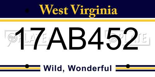 17AB452 West Virginia License Plate