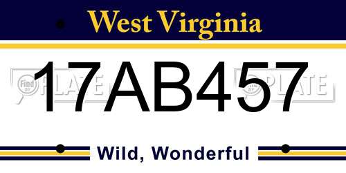 17AB457 West Virginia License Plate
