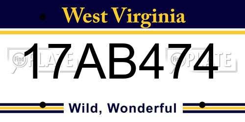 17AB474 West Virginia License Plate