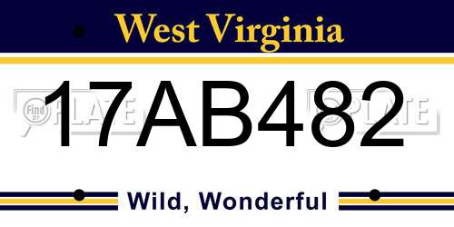 17AB482 West Virginia License Plate