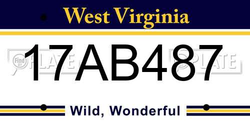 17AB487 West Virginia License Plate