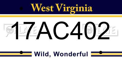 17AC402 West Virginia License Plate