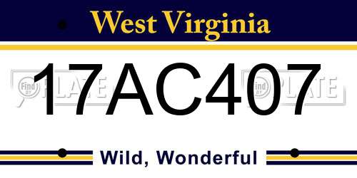 17AC407 West Virginia License Plate