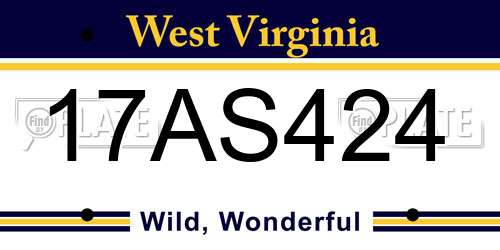 17AS424 West Virginia License Plate