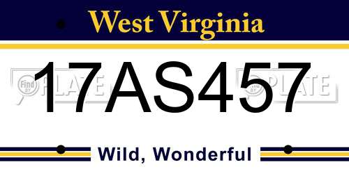 17AS457 West Virginia License Plate